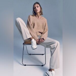 Zara Butter Soft Camel V-Neck Sweater Loose Fit M Mango Bloggers